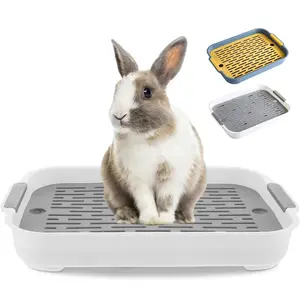 1-piece rabbit litter box, small pet toilet tray, rabbit corner toilet box, suitable for ferrets, hamsters, chinchillas, guinea pigs, and other small animals