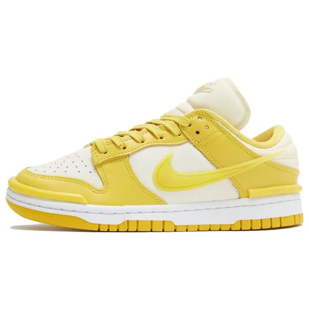 Nike Dunk Twist Women's Low-Top Sneakers in Vivid Sulfur Yellow and White Verifiable, with credentials and supporting global authentication