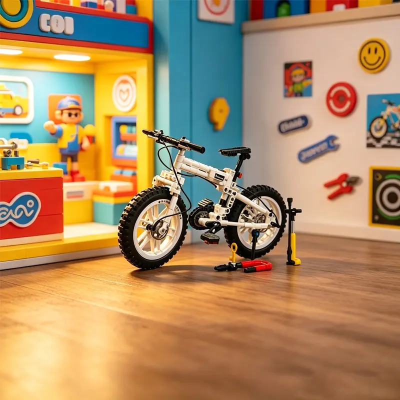 Folding Mountain Bike Building Block Set, Includes Pump and Bike Lock, DIY Assembly Toy, Perfect Gift for Cycling Enthusiasts
