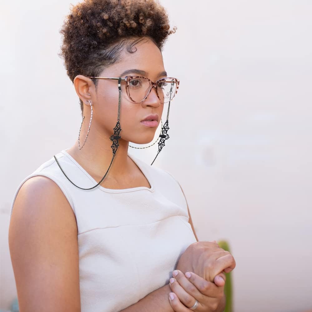 Women Men Glasses Sunglasses Chain Black Bat Eyeglass Strap Holder Eyewear Reading Glasses Retainer