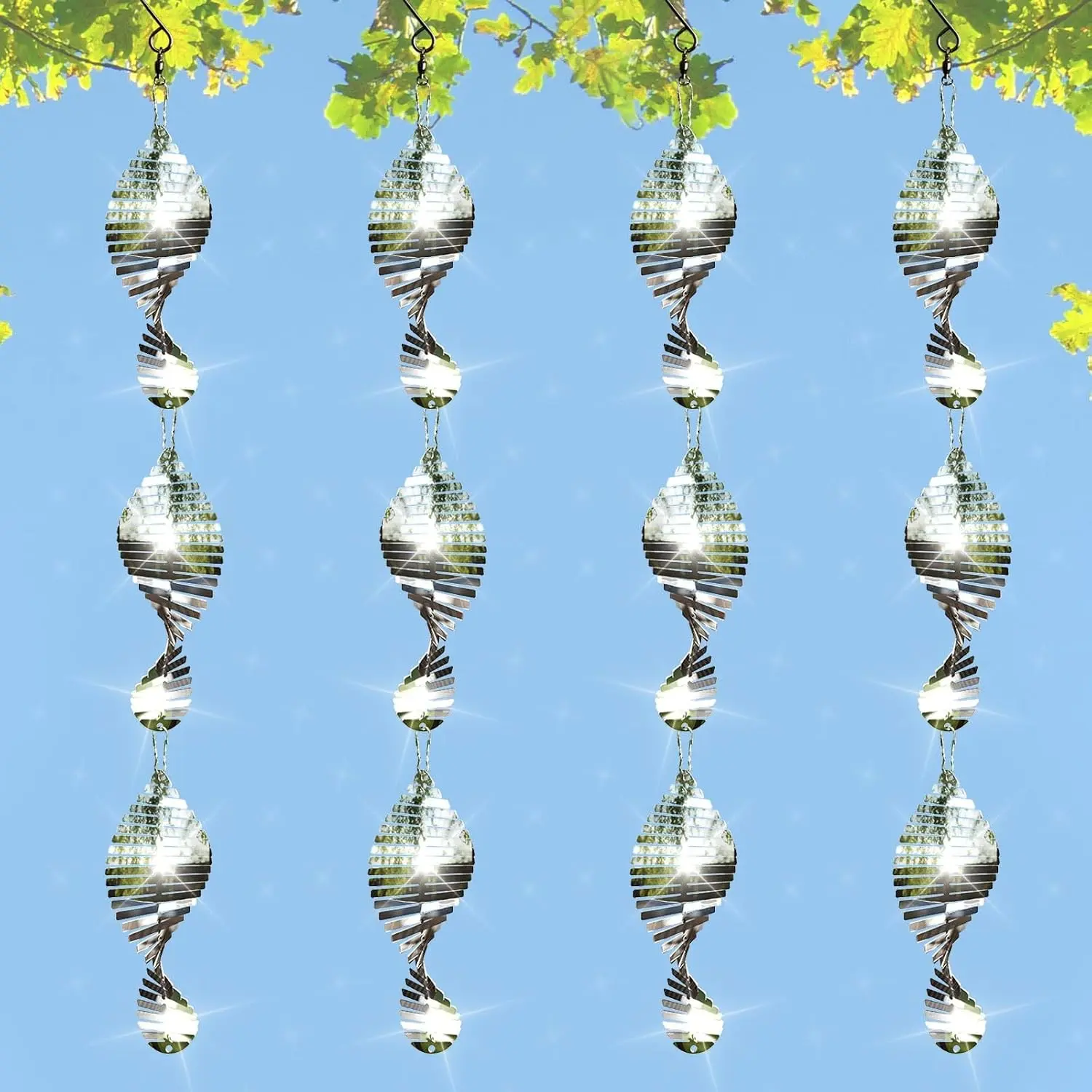 12 PCS Stainless Steel Bird deterrents for Outside,3D Wind Spinners Outdoor Bird Scarer Discs Set Pigeon Deterrent,Bird reflectors to Keep Birds Away Woodpecker Deterrent for House,Crow Deterrent