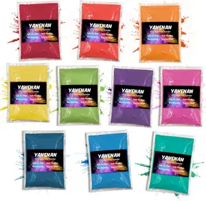 Washable Holi Color Powder 10 Packs (100g Each) for Color Run, Rangoli, Photoshoots, Holi Festival & Party Decorations