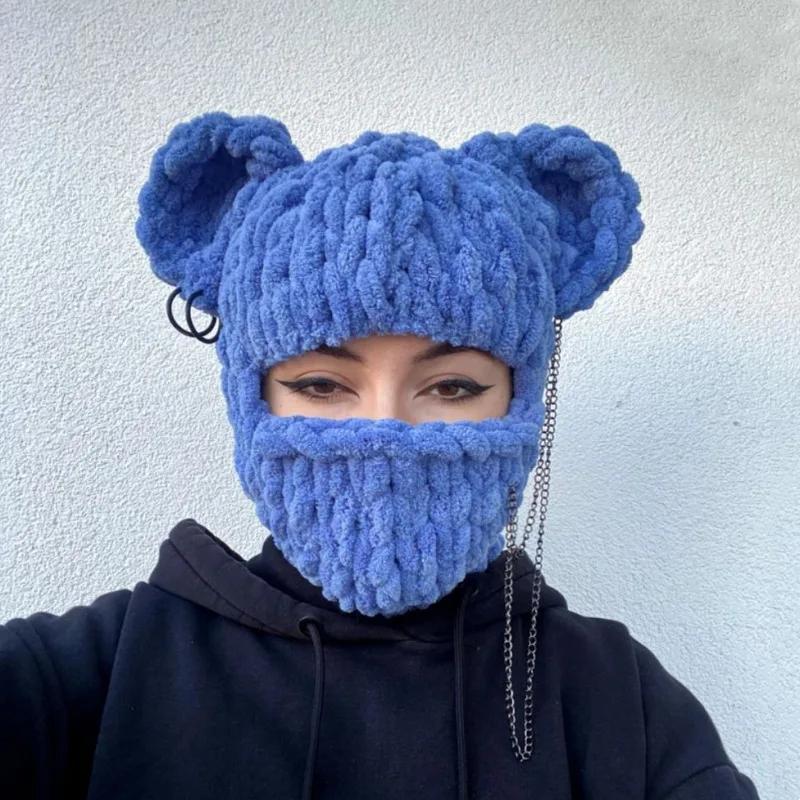 Cozy Bear Ear Beanie Hat for Women & Men - Warm Knitted Winter Cap with Fuzzy Ears, Unisex Street Fashion Balaclava Style Hip Hop Hat Cozy Bear Ear Beanie Hat for Women & Men - Warm Knitted Winter Cap with Fuzzy Ears, Unisex Street Fashion Balaclava Style Hip Hop Hat