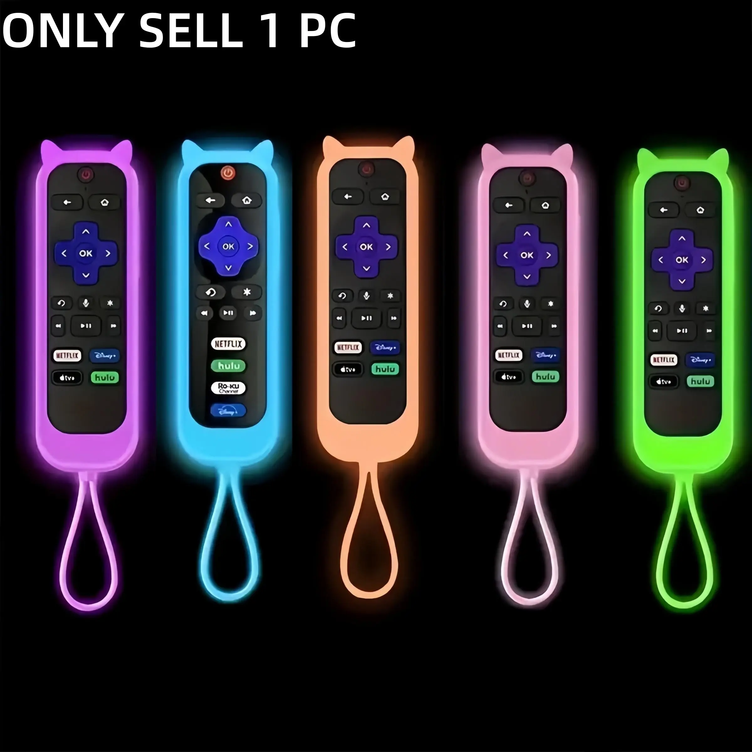 Glowing Remote Cover with Lanyard, Compatible with Tcl Hisense Roku Tvs, Protective Case, Back-To-School Essentials, 1 Piece