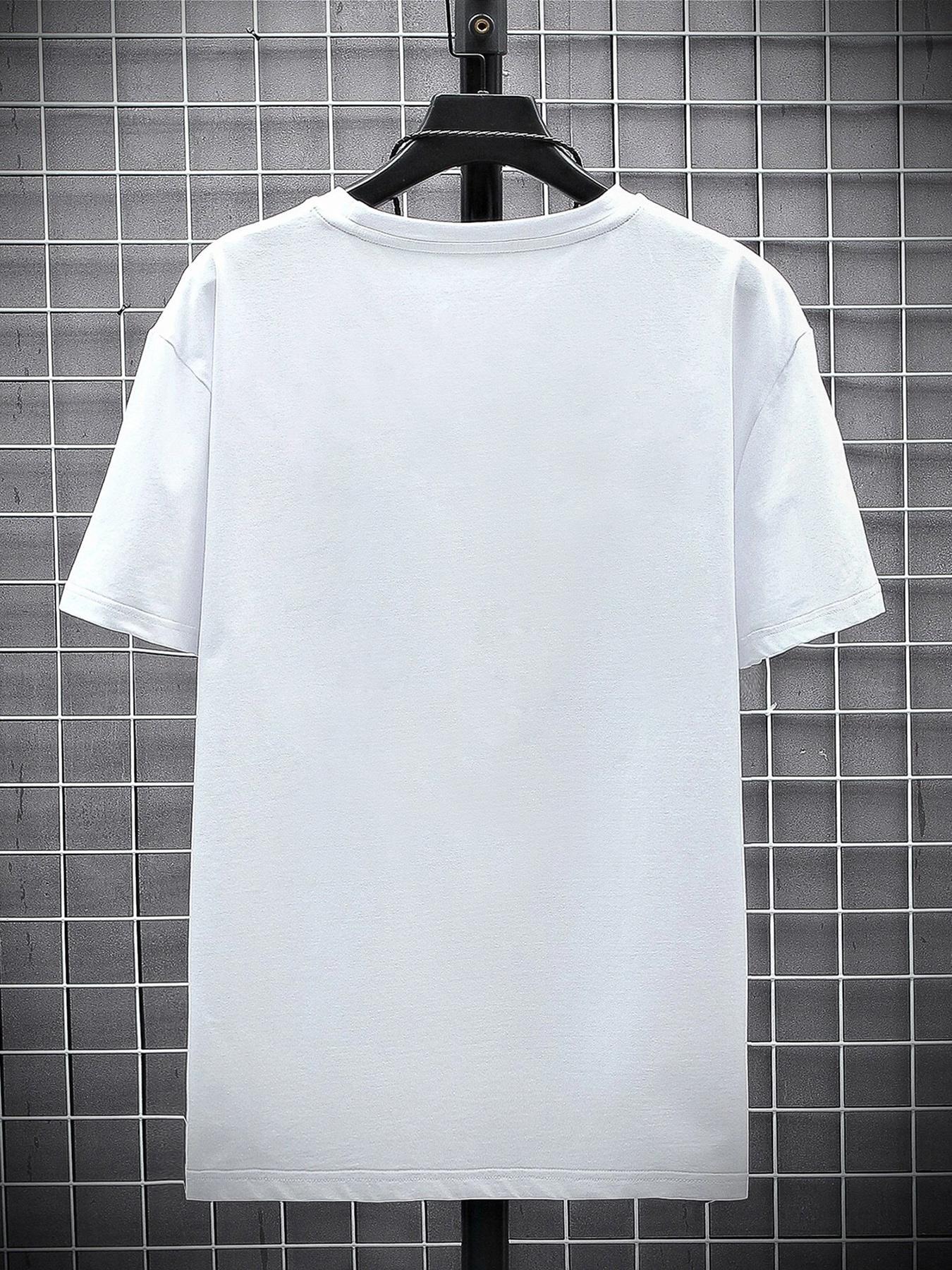 Men's Regular Fit Letter Print Round Neck Sleep Tee, Casual Soft Comfortable Knitted Short Sleeve T-Shirt For Daily Wear, Mens Sleepwear & Loungewear