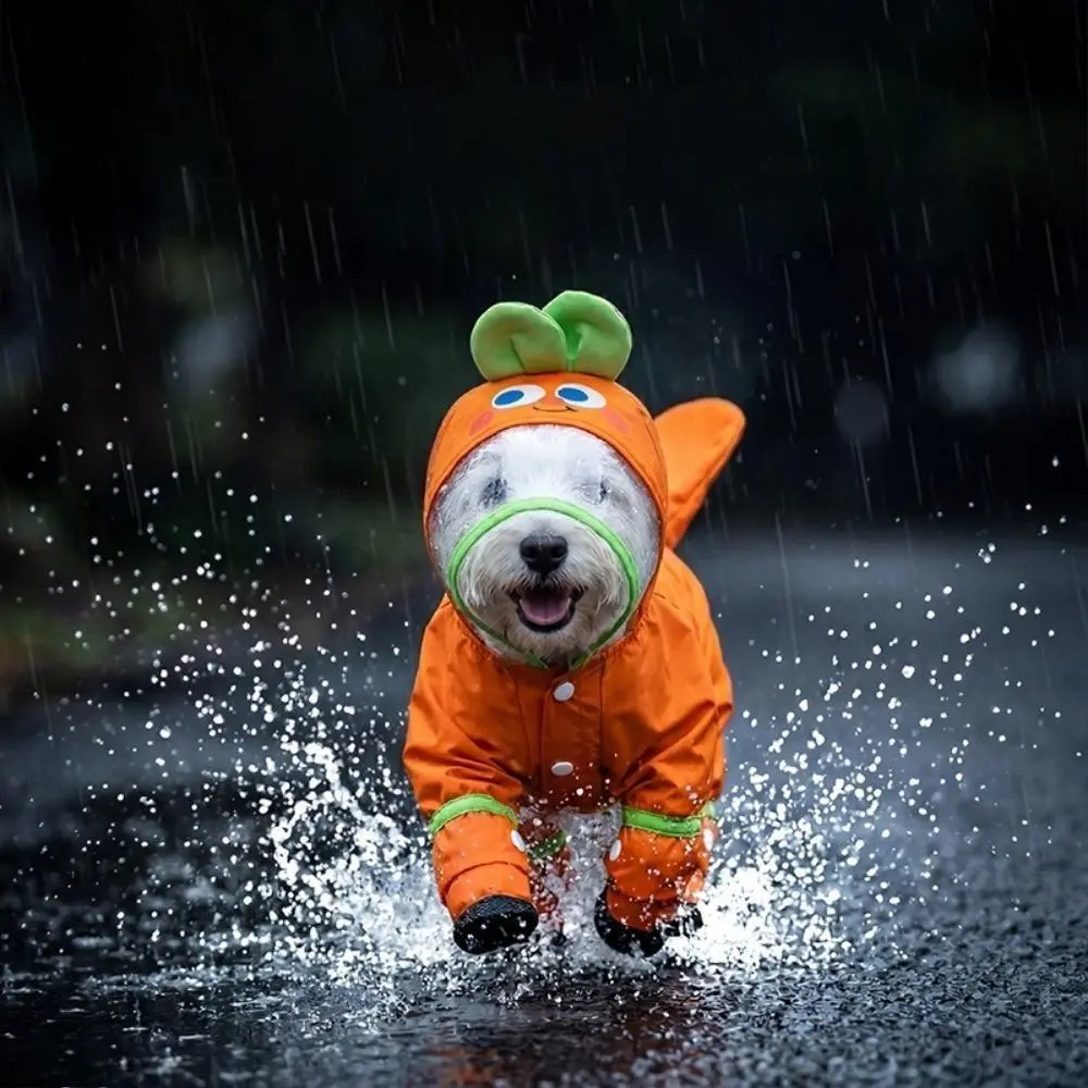 Full-Coverage Waterproof Dog Raincoat - All-4-Legs Enclosed with Tail Cover, Integrated Rain Boots, Outdoor Pet Rain Gear for Daily Dog Walks