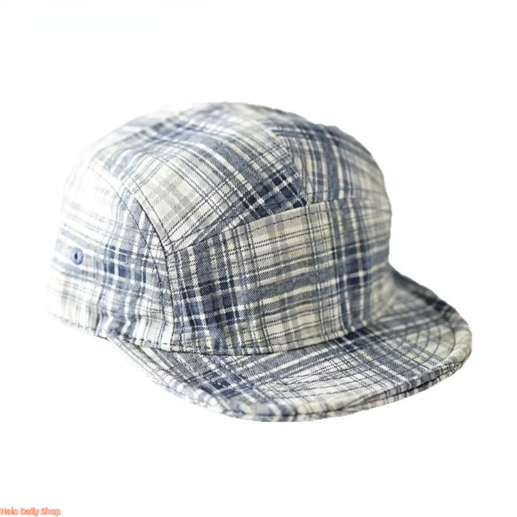 Women's Korean-Style Checkered Cotton Duckbill Hat - Flat Brim, Soft Top, Cotton Fabric, Duckbill Shape, Casual Outing, Sporty Chic Look