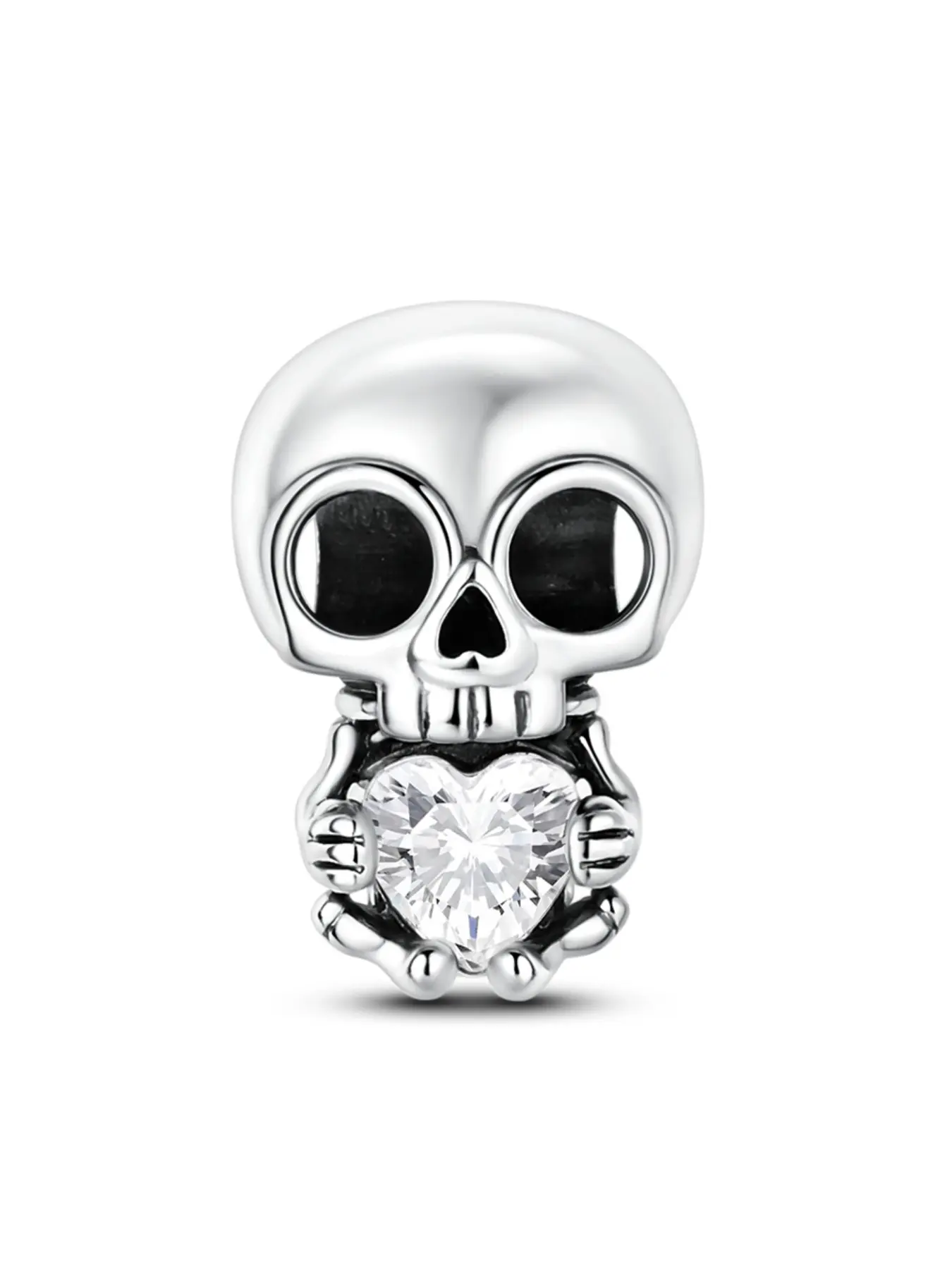 Halloween Punk Skull Heart Pendant, 10mm DIY Bead Charm, Gothic Atmosphere Jewelry, Halloween Festival Accessory, Unique Gift Idea