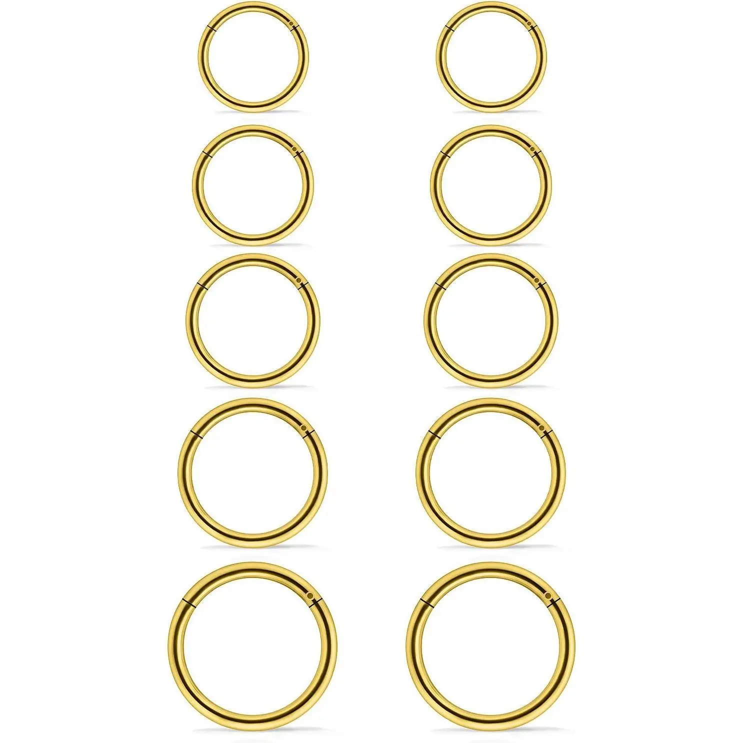 10PCS 16G Surgical Steel Hinged Clicker Segment Septum Lip Nipple Ring Hoop Cartilage Tragus Helix Sleeper Earrings Piercing for Women Men 8mm 10mm 12mm 14mm 16mm