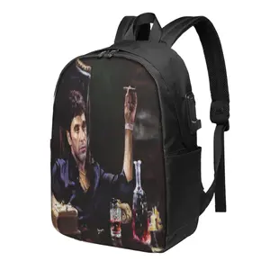 Scarface Backpack Fashion Travel Backpack Laptop Backpack 17 Inch External Usb Interface Headphone Line Interface