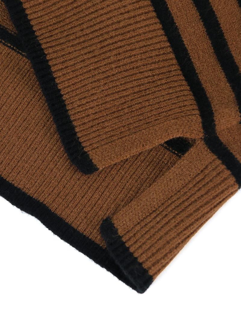 Women's Casual Two-Piece Set, Sporty Knit Sweater & Long Pants, Striped Random Design, Fall Winter Fashion