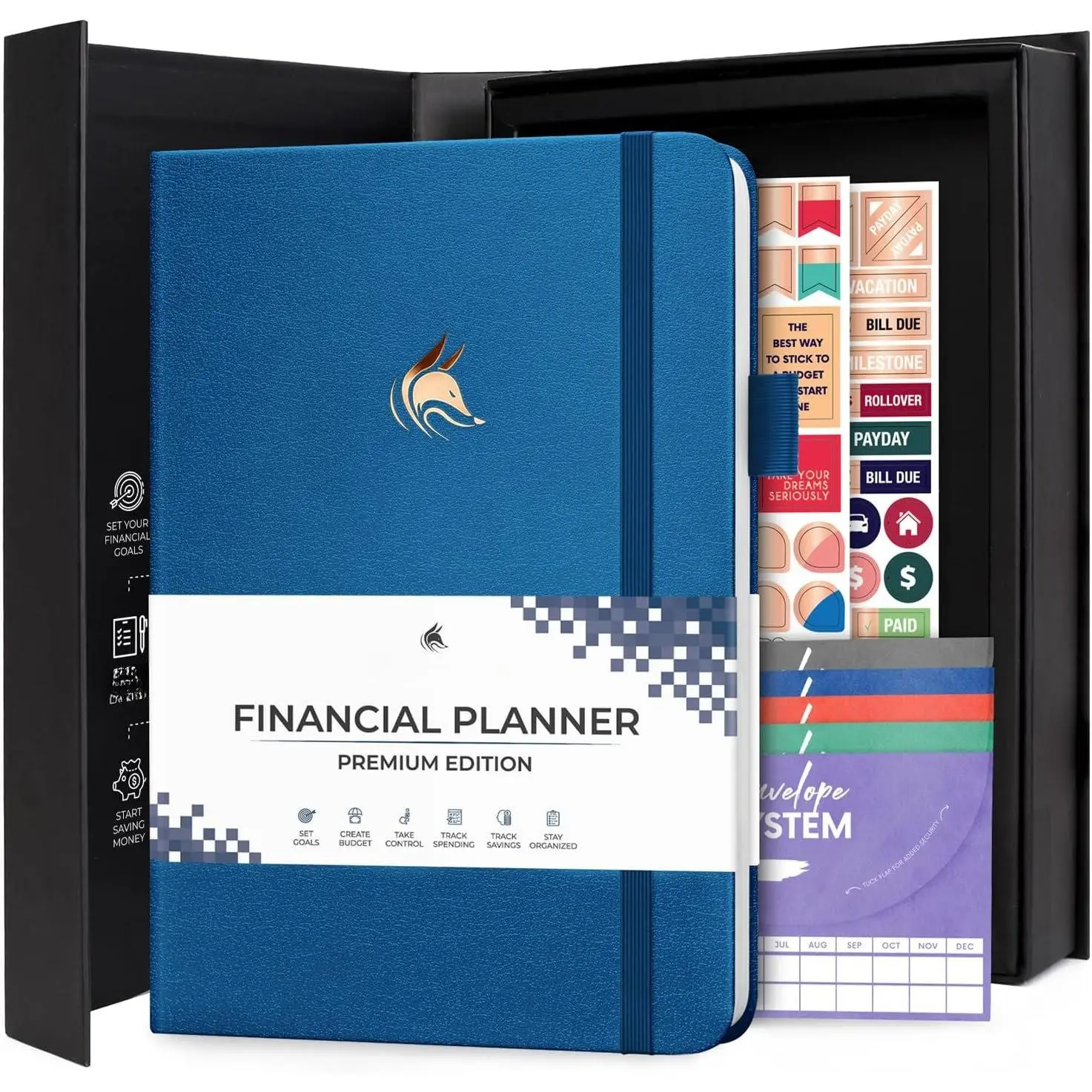 Budget Planner  Edition – Expense  Notebook + 5  Envelopes, Budget Planner Organizer; Budget Book & Journal to Control Your , Undated; A5 Hardcover – Mystic Blue