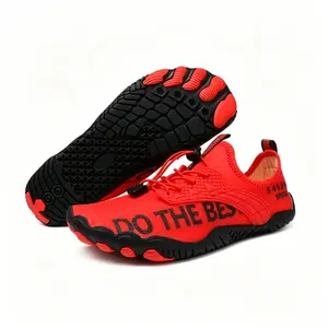 2026 new Trendy Red Black Slogan Printed Barefoot Water Shoes for Men Women Ultra Light Flexible Non-Slip Quick Dry Mesh Footwear Ideal for Beach Swimming Yoga Hiking Diving All Outdoor Water & Land Fitness Activities