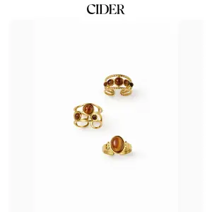 Cider 3 PCS GEMSTONE OPEN RING SET