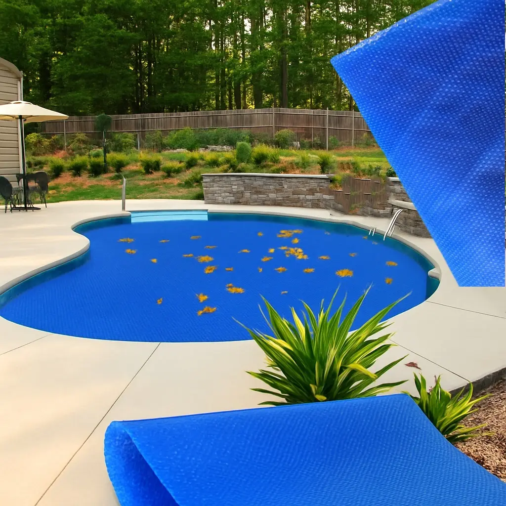 Rectangular Blue Solar Pool Covers (12x24 ft, 12x32 ft) - 16 Mil Heavy-Duty PE Material, Heat Retention, Evaporation Reduction for Home Garden Pools & Hot Tubs, Evaporates Less