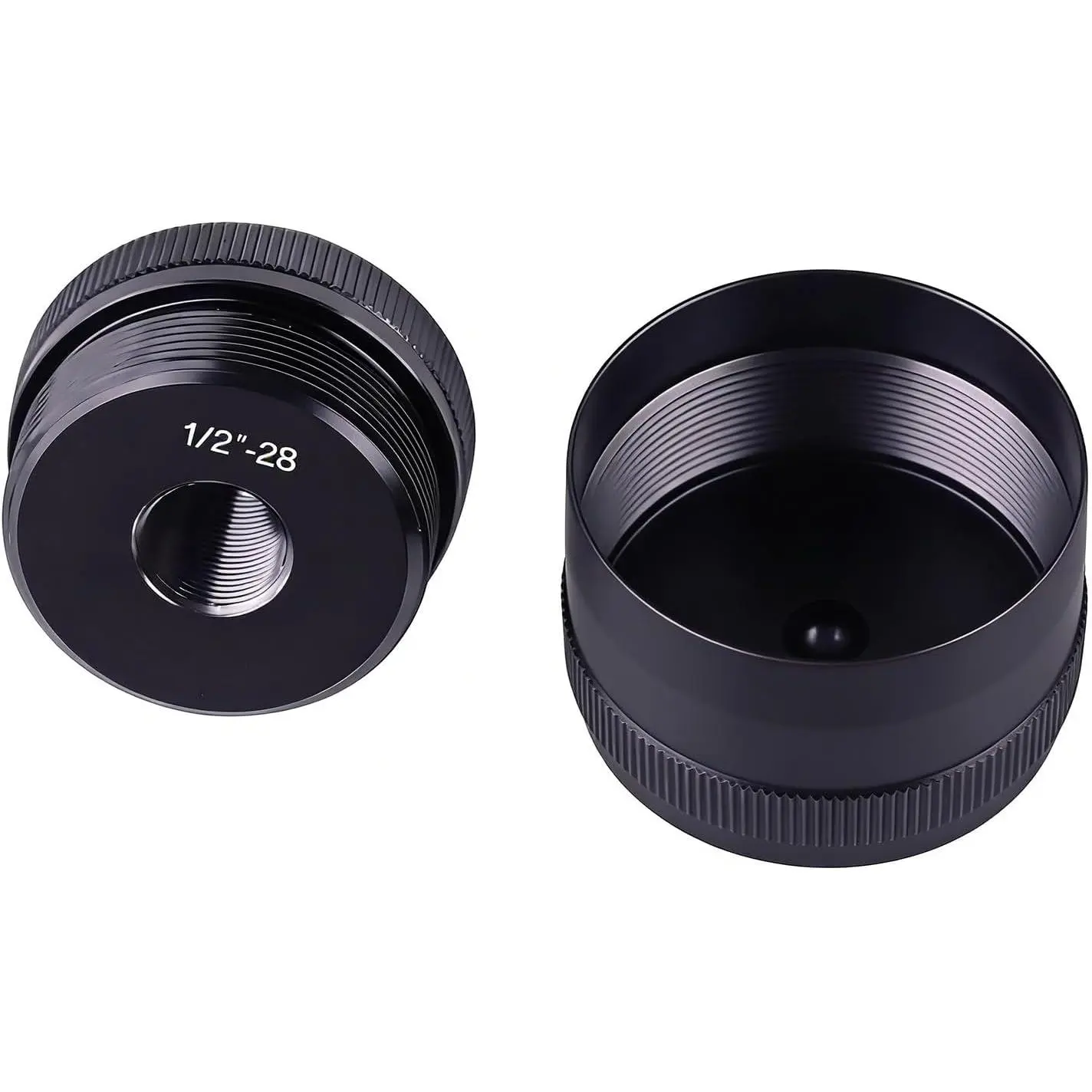 1/2"-28 Threaded Aluminum End Caps (Black) 1/2"-28 Threading for Secure Attachment