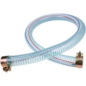 39'' Length 1" ID Universal Log Splitter and Heavy-Duty Steel Wire Suction PVC Hose with High Pressure UV Chemical Resistant with Clamps Blue