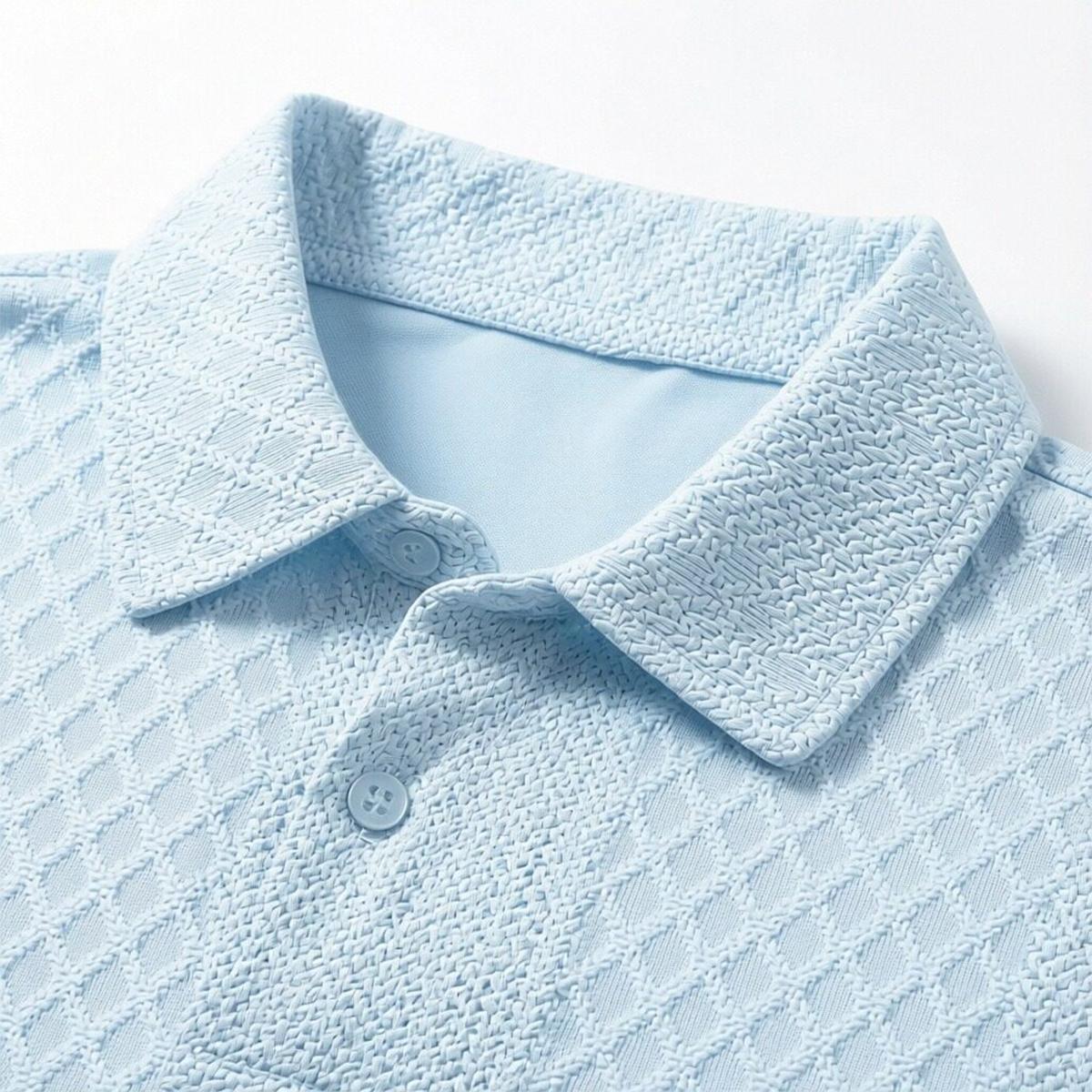 Men's summer casual texture fabric solid color polo shirt T-shirt shorts 2-piece set, loose fit suitable for casual sports, breathable and cool, essential summer outfit, comfortable and versatile  Menswear Plain