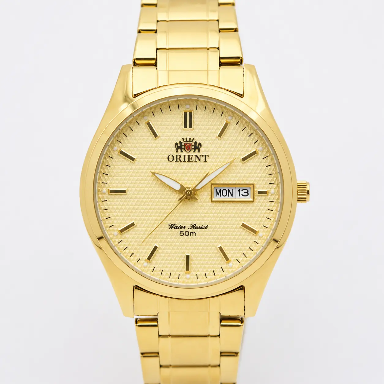 Time Banquet Orient Men's All-Gold Full-Steel Automatic Mechanical Watch with Dual Day-Date Display, Suitable for Formal Occasions, Casual Outings and Daily Commutes