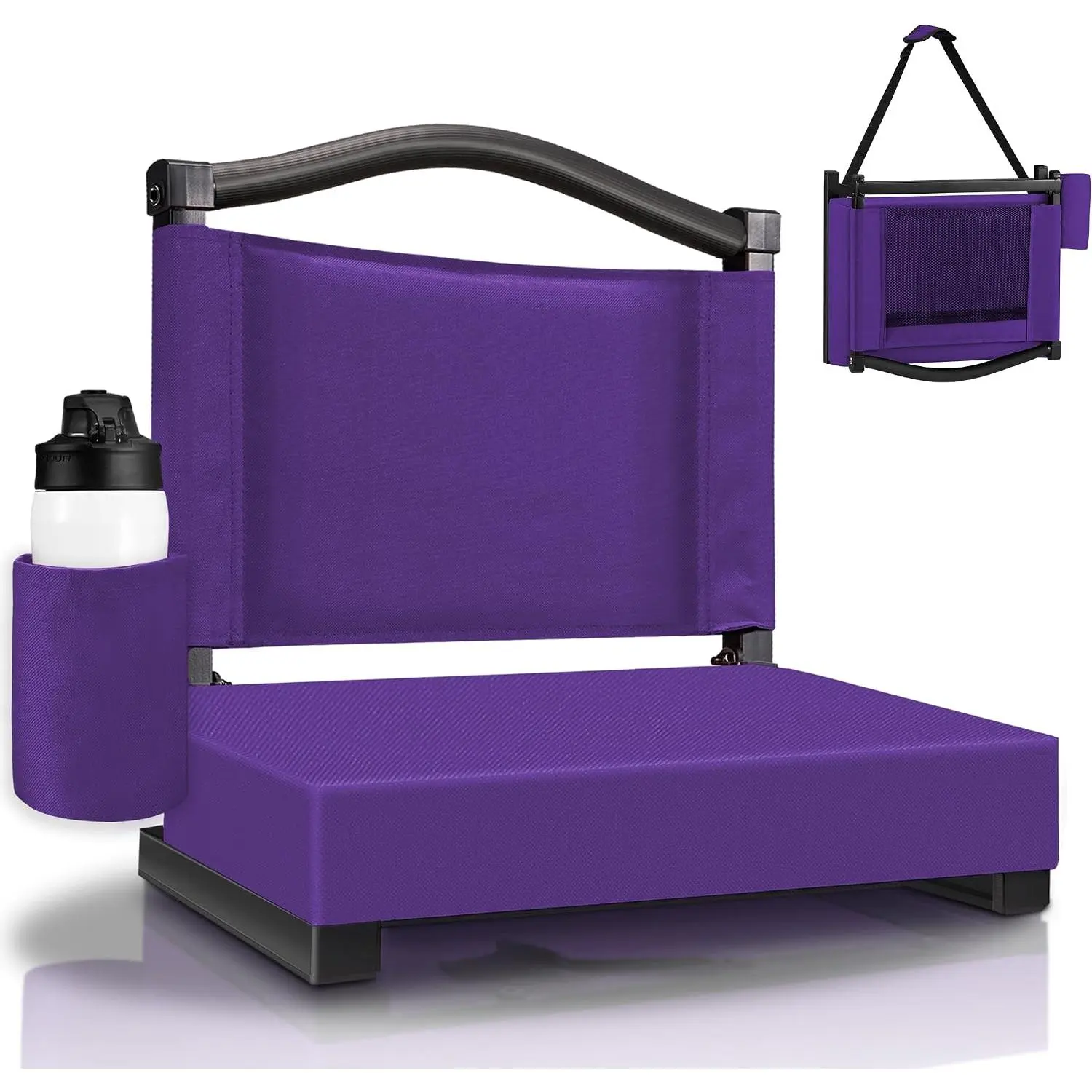 Single Person Wide Seat Stadium Chairs with Back Support, Thick Cushion, Shoulder Straps, and Included Pocket – Ideal for Sports Events