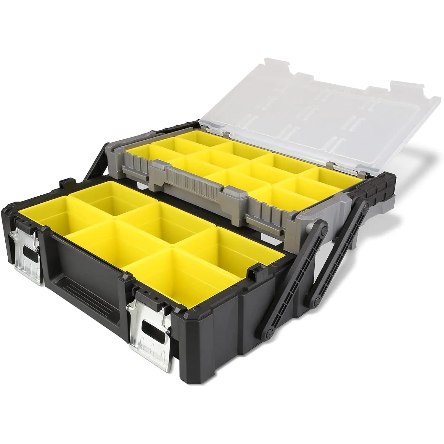 18 Inch Portable Plastic Cantilever Tool Box Organizer with Removable Compartments, Great Organization and Storage  Hardware, Assorted Nails, Dowels, Washers, Screws, Nuts and Bolts