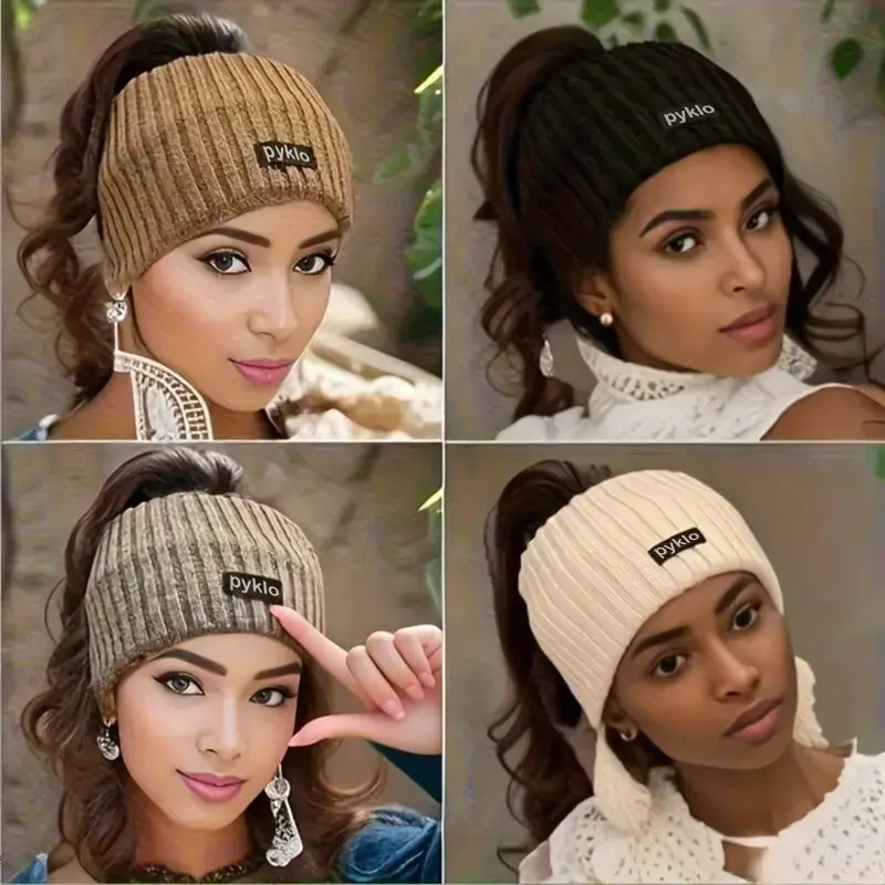 Women's 4-Pack Soft Stretchy Knit Headbands - Cozy Cold-Weather Ear Warmers & Ponytail Hair Accessories For Everyday Fall Winter Fashion