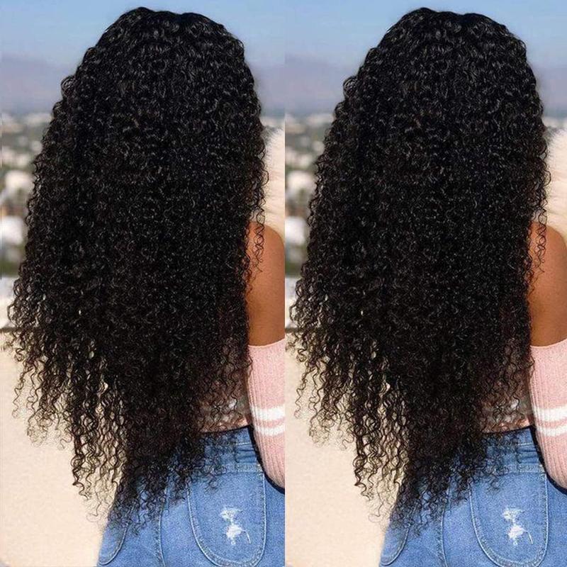 Bling Hair Curly Wigs Pre Plucked Natural Hairline Transparent Lace Wig 13x4 HD Lace Frontal Human Hair Wigs Kinky Curly 30 Inches 4x4 Lace Closure Brazilian Remy Hair Wig for Women 180%