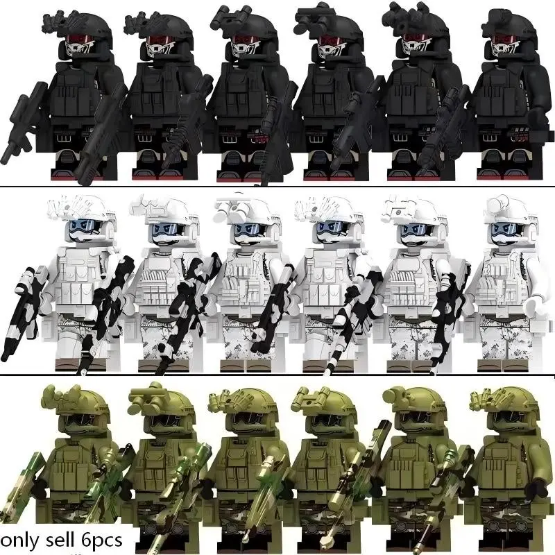 6 Pcs Multiple Styles Ghost Camouflage Tactical Home Decor Figurines With Full Tactical Accessories, Desktop Collectible Display Set