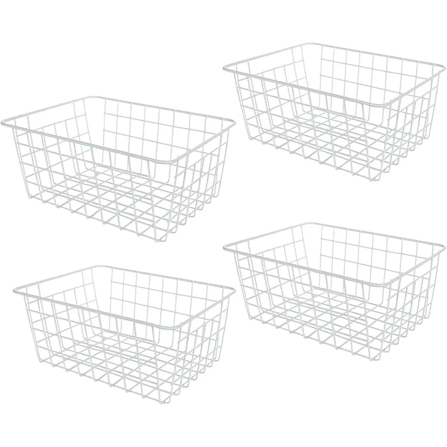 4 Pack Deep Freezer Organizer Bins Stackable Wire Basket for Organizing Wire Baskets for Pantry, Freezer Baskets for Chest Freezer, Upright Freezer