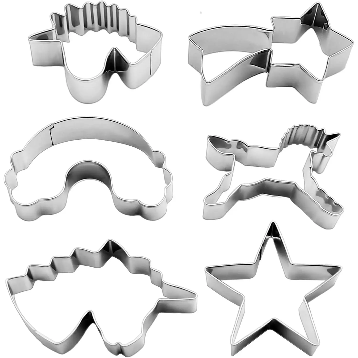 6 count Unicorn Cookie Cutters Set, Unicorn Fondant Molds for , , Rainbow, Stars Cookie Cutters for Wedding Birthday Halloween Christmas Party