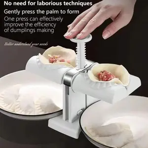 1 Counts Manual Double Head Dumpling Mold - No need for electricity, palm pressure design makes it easy to make even dumplings, durable plastic household tool, home cooking aid, double handle press type dumpling machine