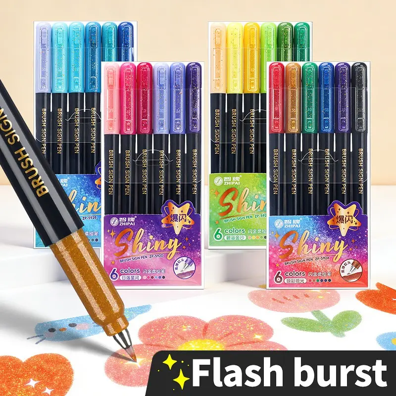 Shimmering Gold Highlighter Pen, 8 Color Sets, Smooth Soft Tip, Vibrant Colors, Perfect for Sketchbooks, Notes, Cards, Art Supplies