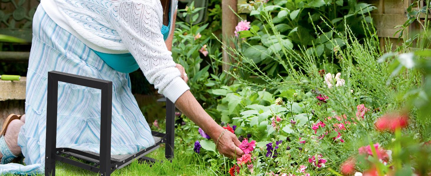 Kneeler and Seat, Foldable Stool 400lbs, Protects Knees and Back, for, Men, and Seniors Gardeners, Large Size 19"x10.6"x18.5"