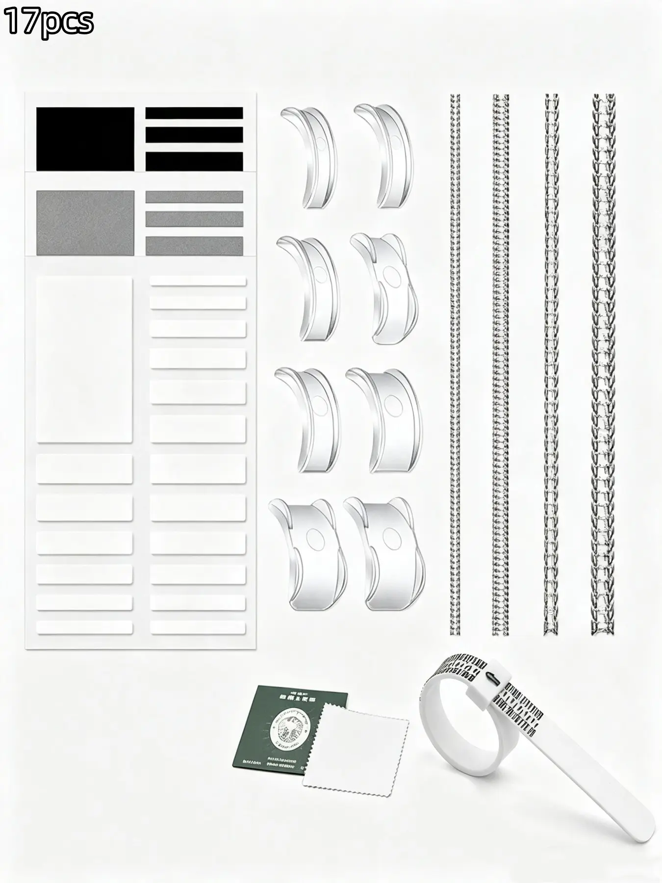17/19-piece ring-shaped adjuster, four sizes, invisible adjustable ring, spiral silicone clips set, fits for wearing, ring size adjuster, transparent ring winding inner pad silicone ring protection cover for adjustment.