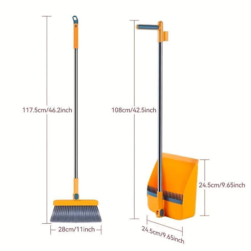 3 in 1 Rotatable Broom with Dustpan Set, 1 Set Foldable Magnetic Broom & Dustpan Set, Household Cleaning Tool for Living Room & Bedroom