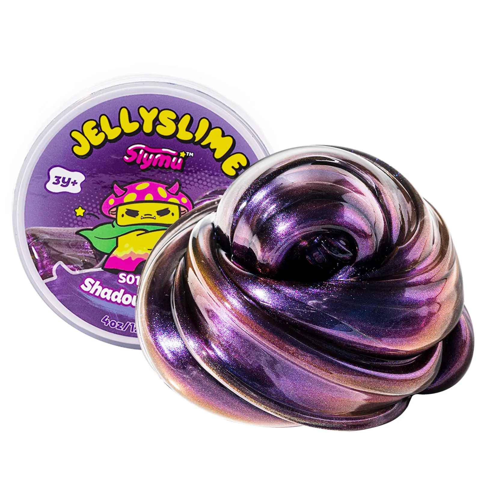 Slymu Jelly Slime Shadow Glow - Clear, Glitter, Purple, Unscented, Sensory Fidget Toys, 4 oz, Stress Relief, ASMR, Crisp Texture, Fun, Stretchy, Party Favors for Kids, Birthday Gifts for Girls and Boys, Goodie Bag Stuffers