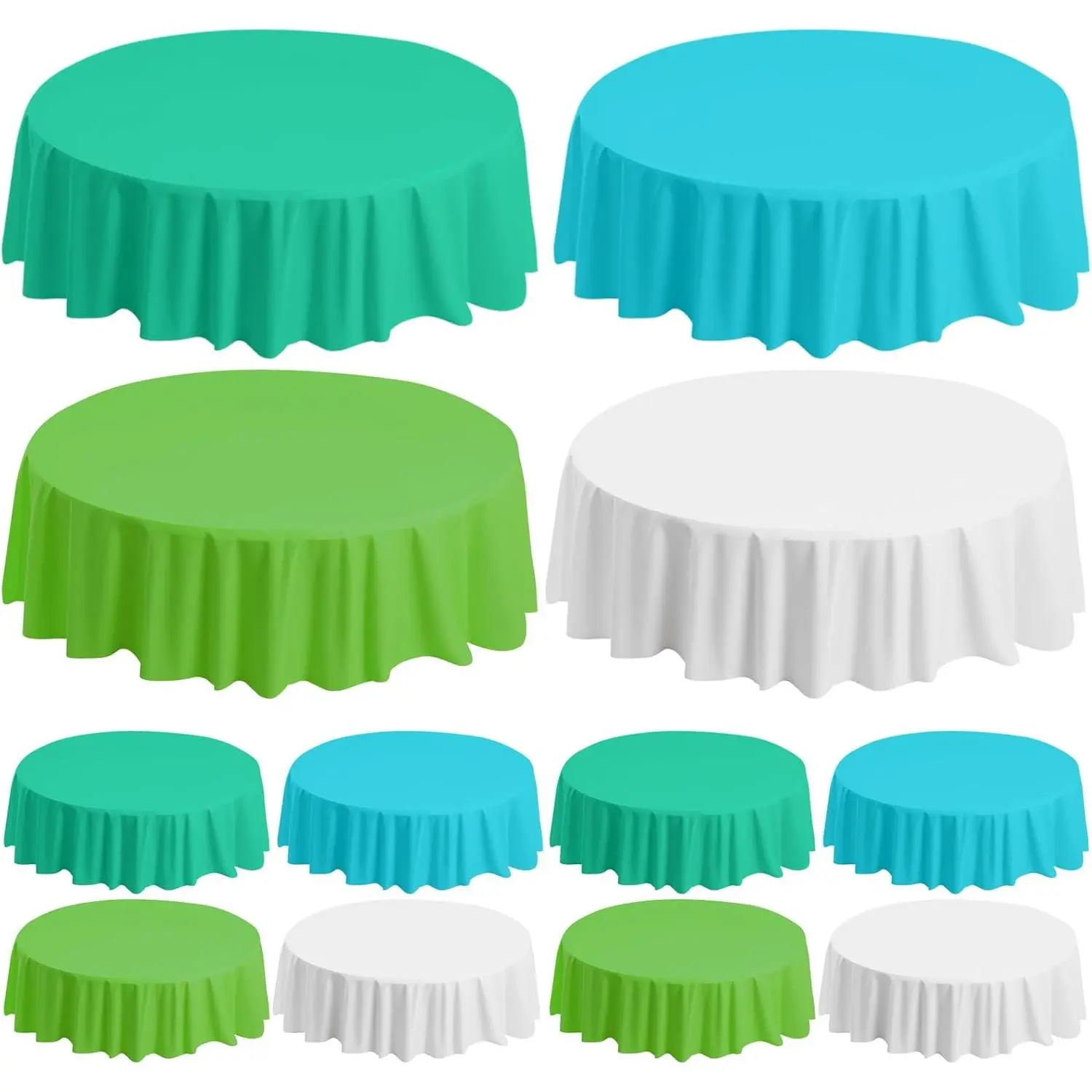 12 count 84" Plastic Round Tablecloth Green Gradient Disposable Sage Green Table Cover  -Resistant Tablecloth for Birthday Wedding  Shower Picnic Graduation School Party Tables Decor