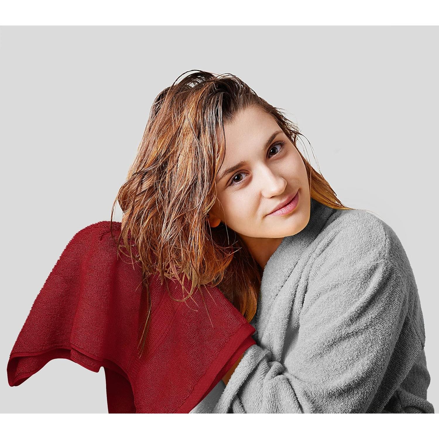 8 count Luxury Towel Set  Majestic Plush, Super Absorbent & Quicker-to-Dry, Thick  Ring Spun   for Bathroom,  & Hotel  2 Bath, 2 Hand, 4 Washcloths,Red