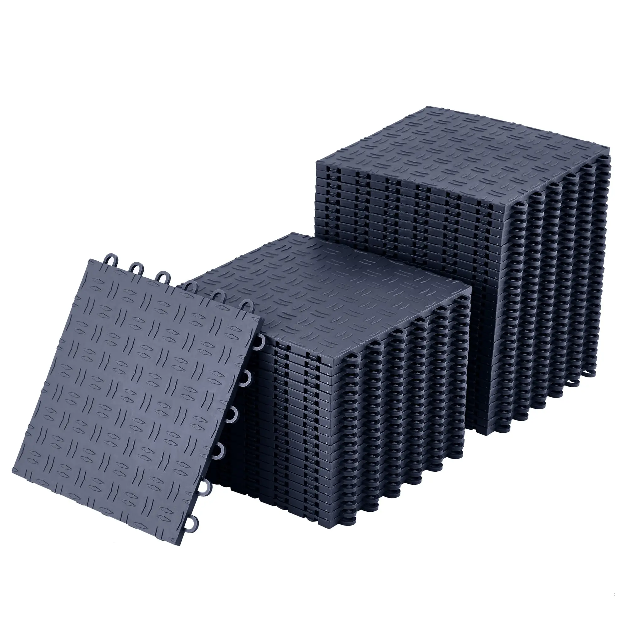 50/100 Pack Interlocking Garage Floor Tiles - Premium Double-Sided Non-Slip Flooring, Heavy Duty PVC for Basement, Workshop & Repair Shop