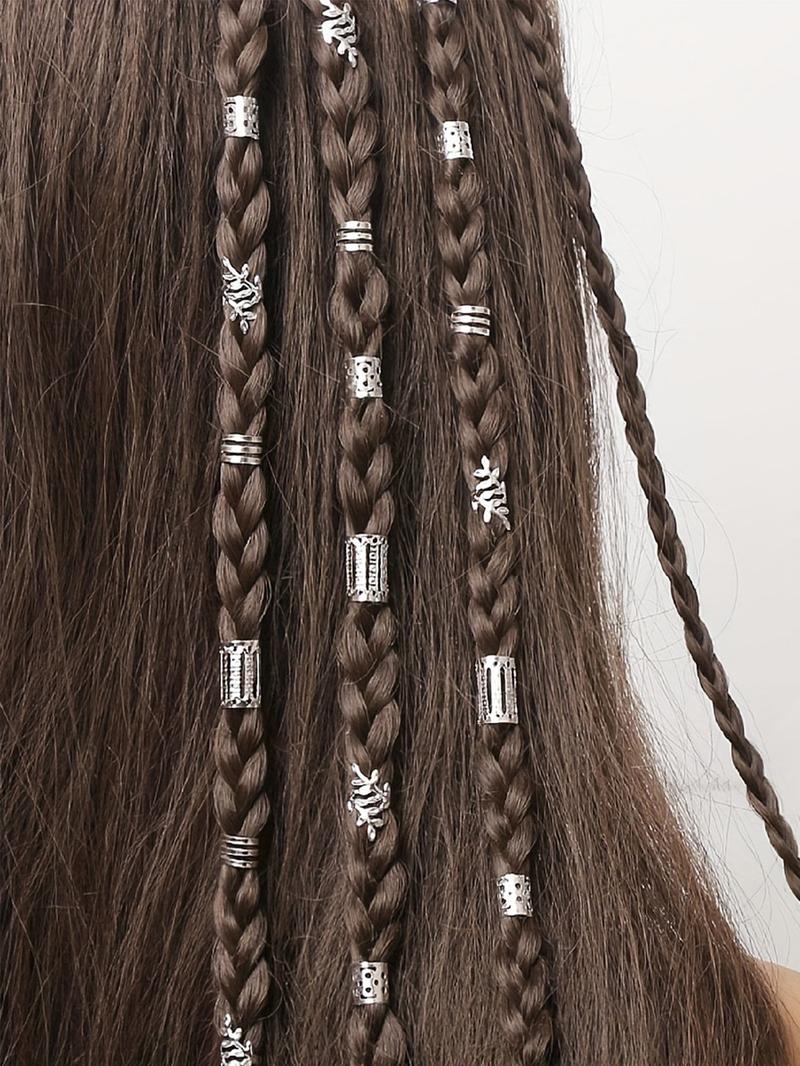 Hair Jewelry for Braids Accessories,Pirate Costume Women Accessories, Hair Beads for Braids, Gold Silver Hair Accessories, Braids Rings Cuffs Clips for Dreadlock Accessories Dreadlock Beads Metal Hair Clips Decoration
