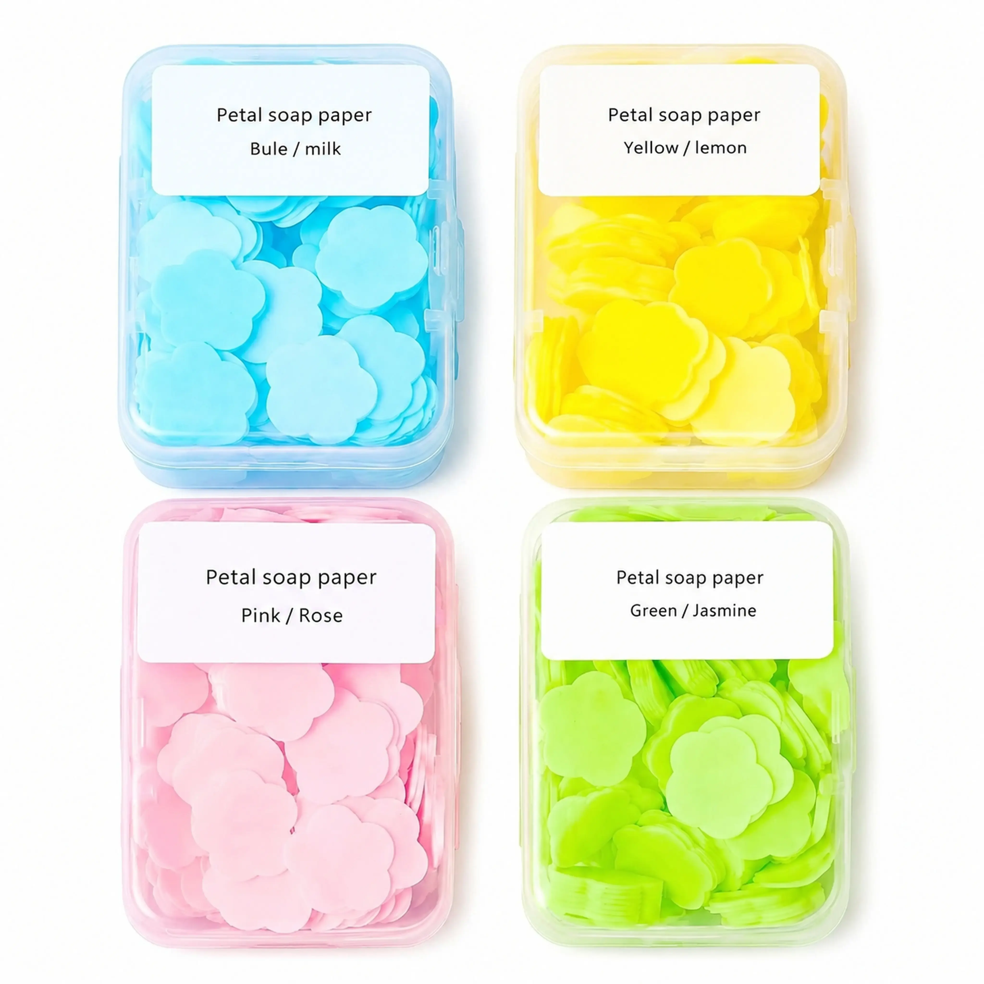 4-Pack Flower-Shaped Disposable Hand Wipes - Hand Cleaning Product, Mini Travel Products, Mini Size, Multiple Scents, Soluble Soap, Refreshing, Suitable for Adults & Children, Ideal for Outdoor & Travel Use, Cleanser