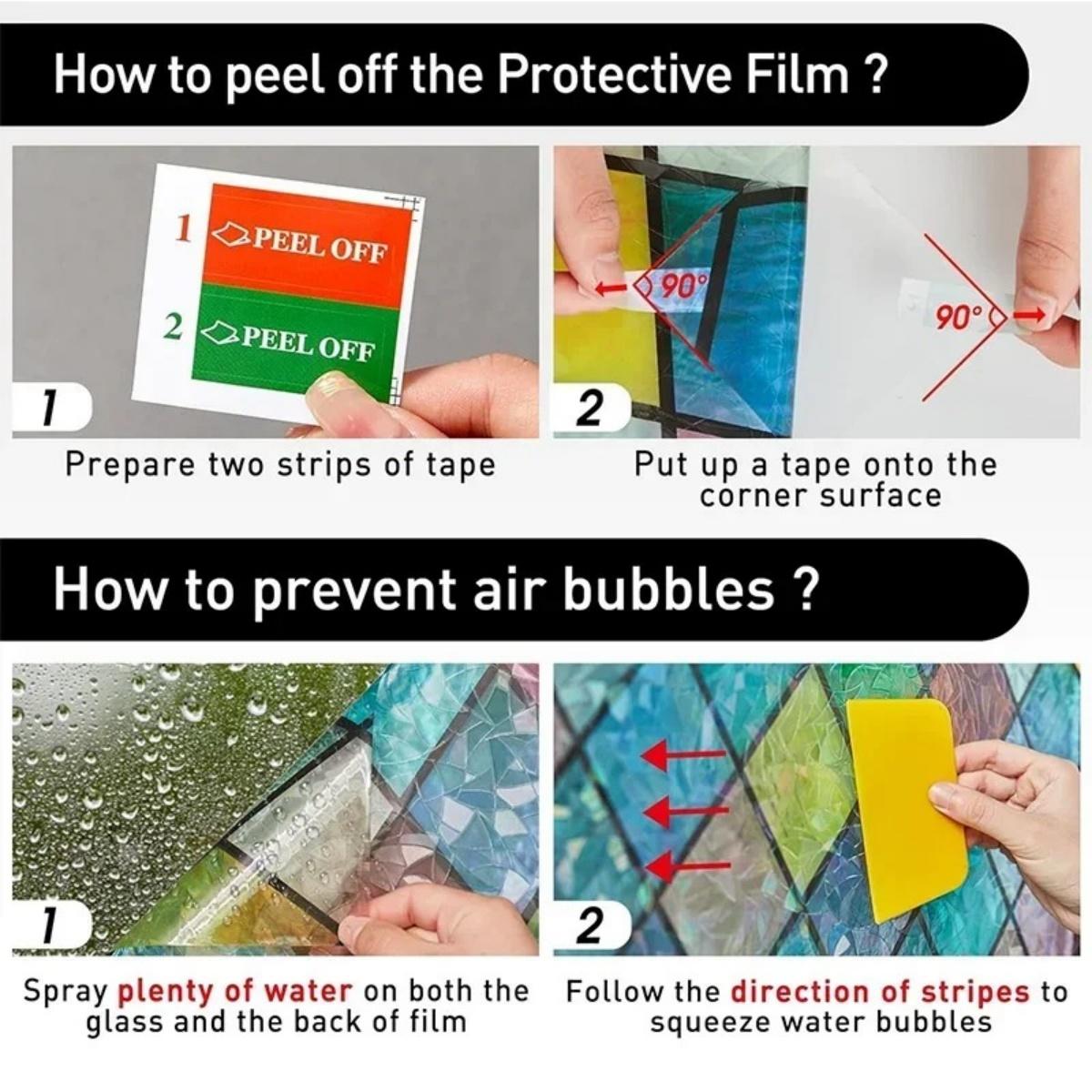 Rainbow Holographic Window Privacy Film, 1 Roll Decorative UV Sun Blocking Static Cling Window Covering Film, Sticker Decoration, Window Decorative Sticker for Home, Ornaments