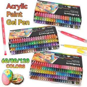 Infiart Acrylic Gel Pen Set, 60/80/120 Colors, Stackable, 1.0mm Tip, Full Color Large Capacity, Art Supplies for Painting, Anime, Comics