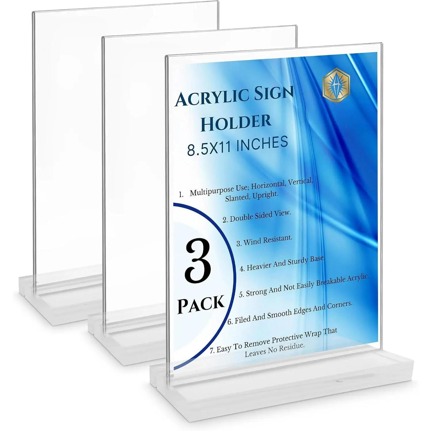 Sign Holder 8.5 x 11 – Heavy-Duty, Versatile, Double-Sided Display Stand for Vertical, Horizontal, Slanted & Upright Use – Clear Countertop Sign Frame for Business & Events (3 )