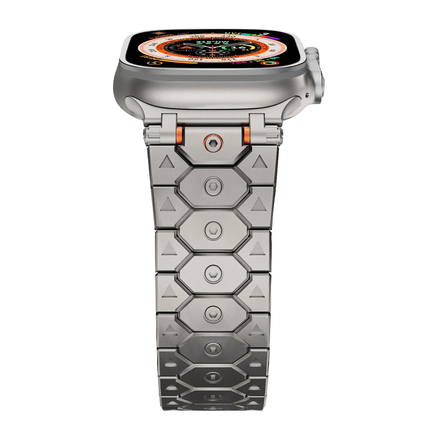 Men's Tactical Octagon Link Watch Band, Heavy Duty Stainless Steel Strap, Edgy Daily Accessory for Outdoor Wear, Multi-Colors, Octagon Shape