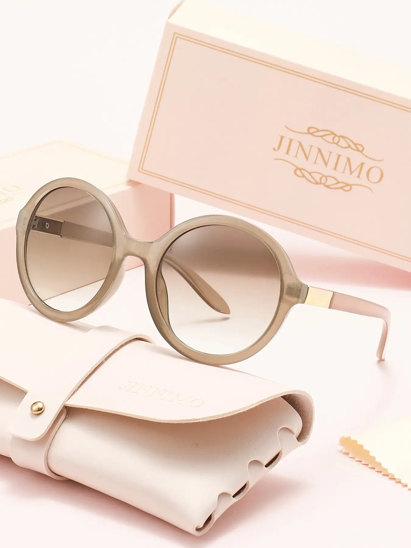 Vintage Round Frame Fashion Sunglasses, Stylish Shades, Large Frame Flattering Face Shape, Soft Style, Gold Gift Box, Ideal for Daily Use, Beach Party, Travel