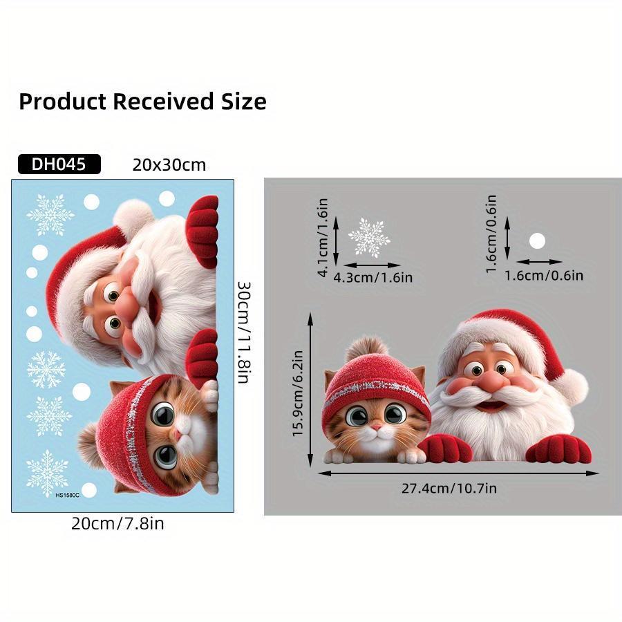 1pc Santa Claus Glass Sticker Removable Static Cling Decoration for Living Room Entrance Corridor Window Clings Decoration