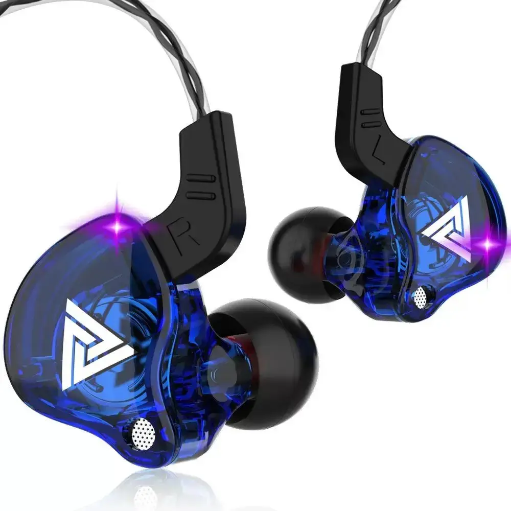 QKZ AK6 HiFi Wired In-Ear Earphones with Mic Subwoofer Noise Cancelling 3D Stereo Sound for Gaming Gym Sports 8D Audio Wired Earbuds Clear Powerful Sound Game Sport In-Ear Earphone HiFi Heavy Blue gaming  earbuds in-ear design earphone