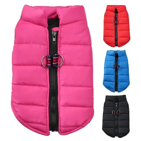 S Solid Padded Warm Dog & Cat Coat - Windproof Polyester Fabric, Zipper-Closure Vest, Hand Wash Only, Fits Yorkie, Chihuahua Puppies