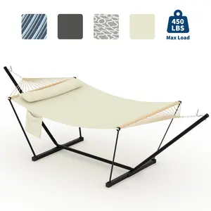 Garvee Double Hammock with Stand Included - Heavy Duty 500lbs Capacity Portable 2 Person Outdoor Swing Bed with Adjustable Steel Frame & Carry Bag for Patio, Backyard & Camping (Multi-Color)